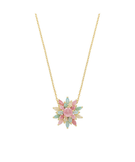 Princi NK フラワー キュービックジルコニア ネックレス アクセサリー