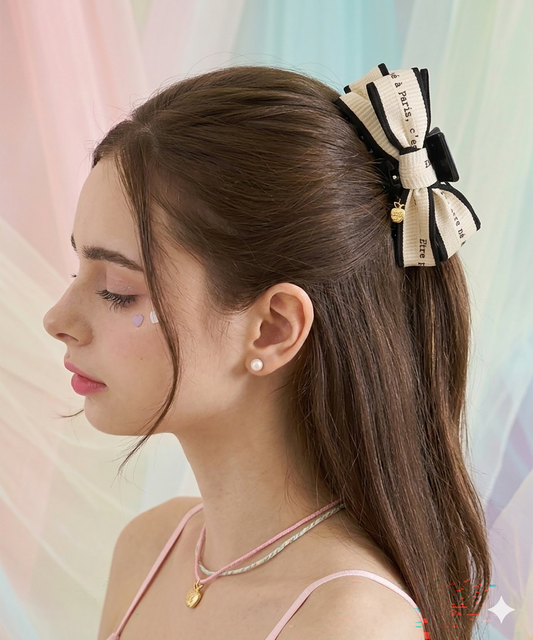 Malle Claw Clip レタリング クラシカル リボン ヘアクリップ クロークリップ