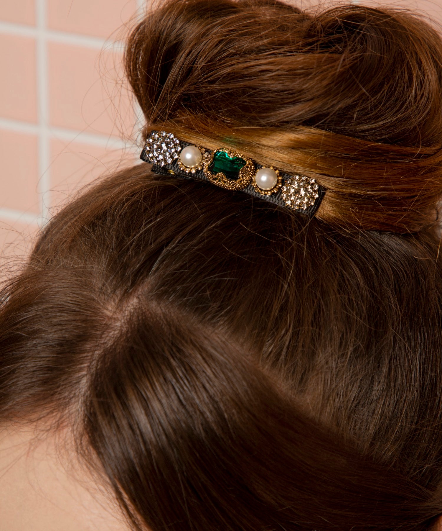 レナ クリスタル パール アンティーク ミニ ヘアクリップ | Mela