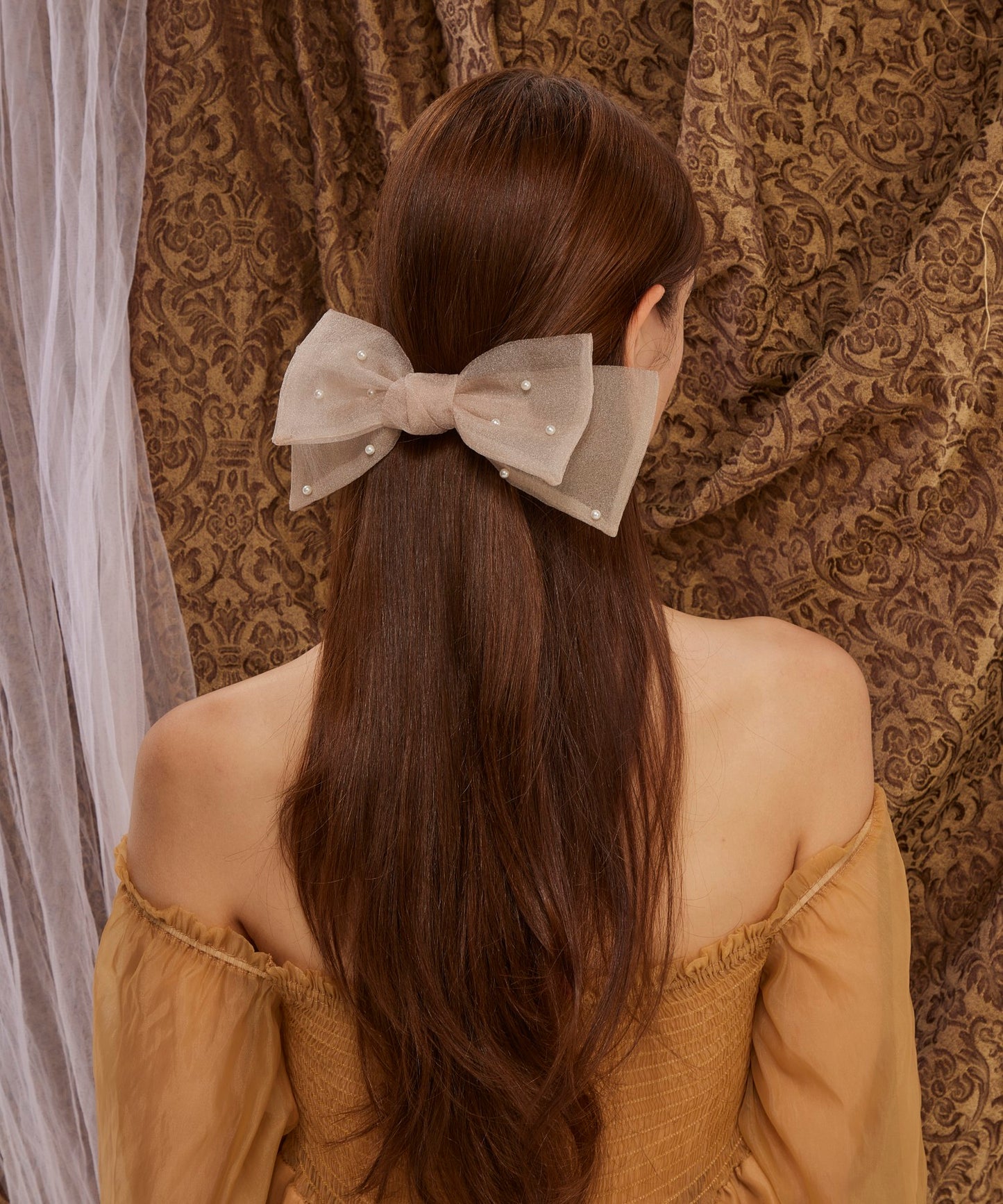 Gianella  Barrette 透け感 オーガンジー ビッグリボン バレッタ メラビアンカ 韓国ヘアアクセサリー ブランド