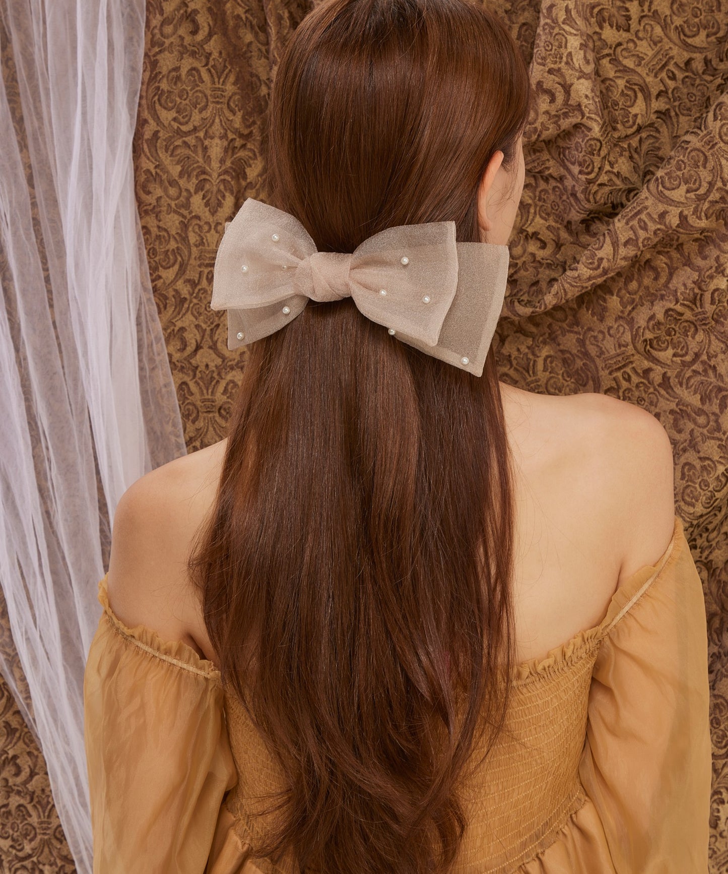 Gianella  Barrette 透け感 オーガンジー ビッグリボン バレッタ メラビアンカ 韓国ヘアアクセサリー ブランド