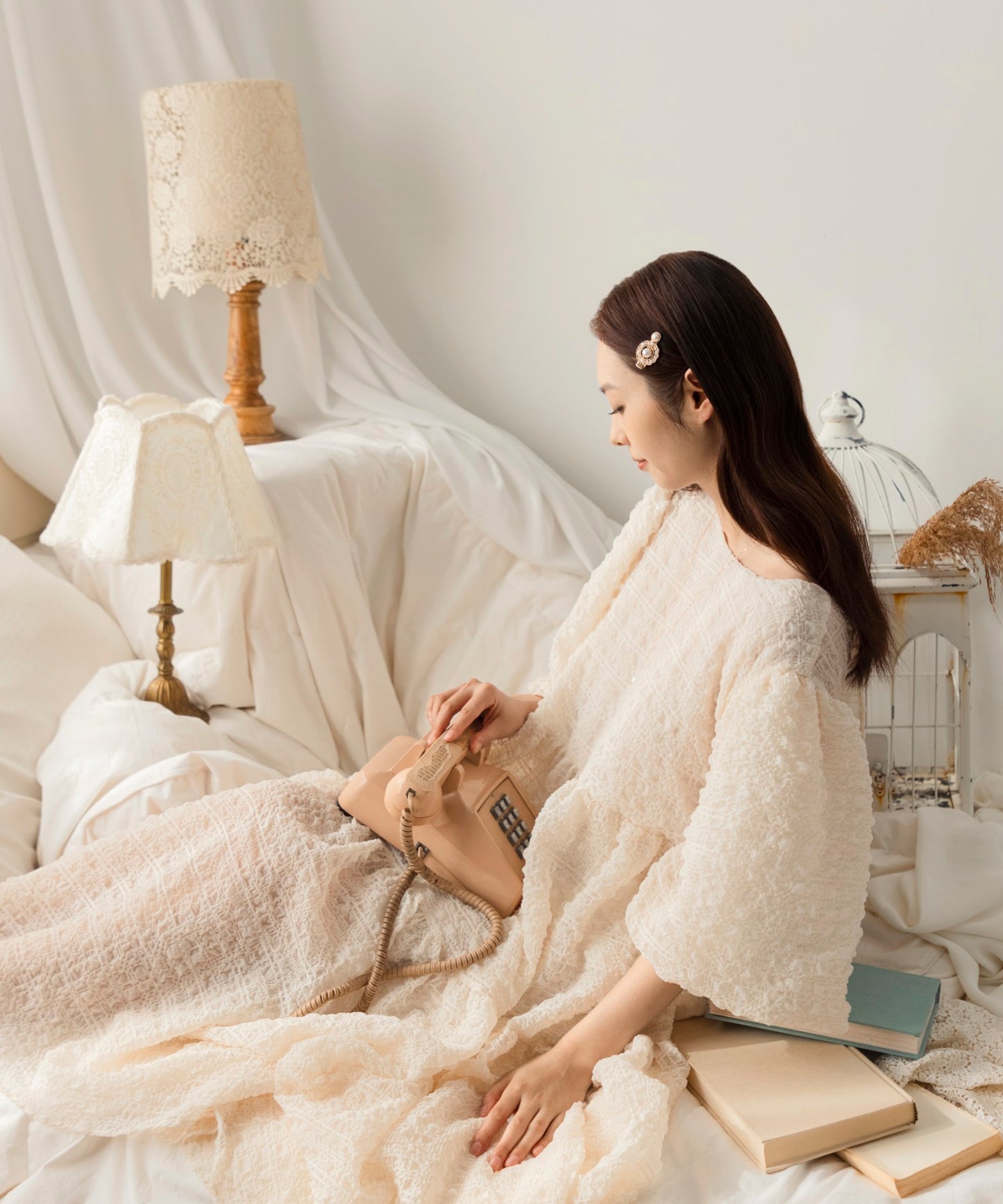 Luna Hair Clip Mini レザー パール ヘアピン ルナ ミニ ヘアクリップ