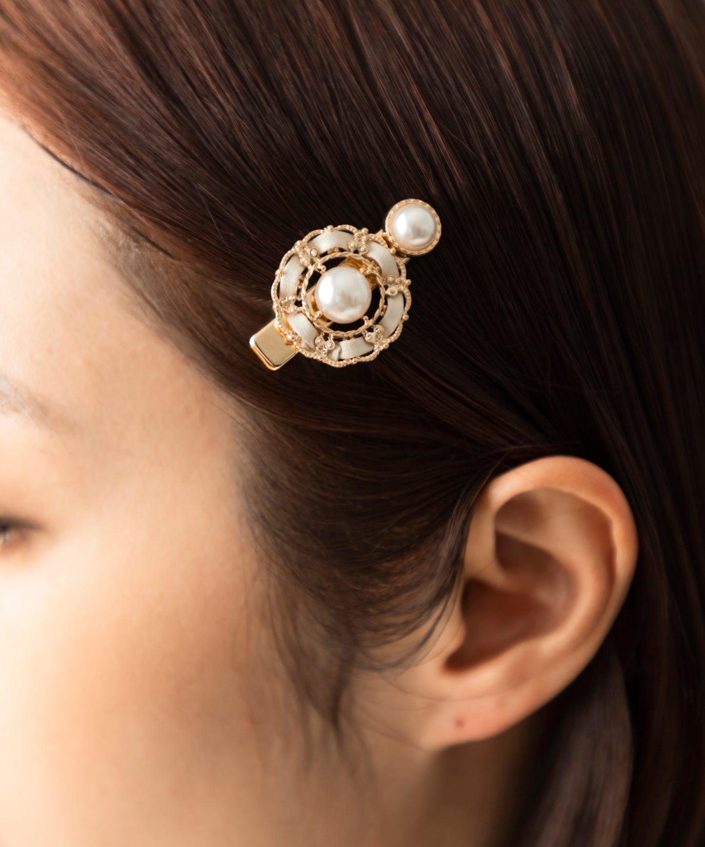 Luna Hair Clip Mini レザー パール ヘアピン ルナ ミニ ヘアクリップ