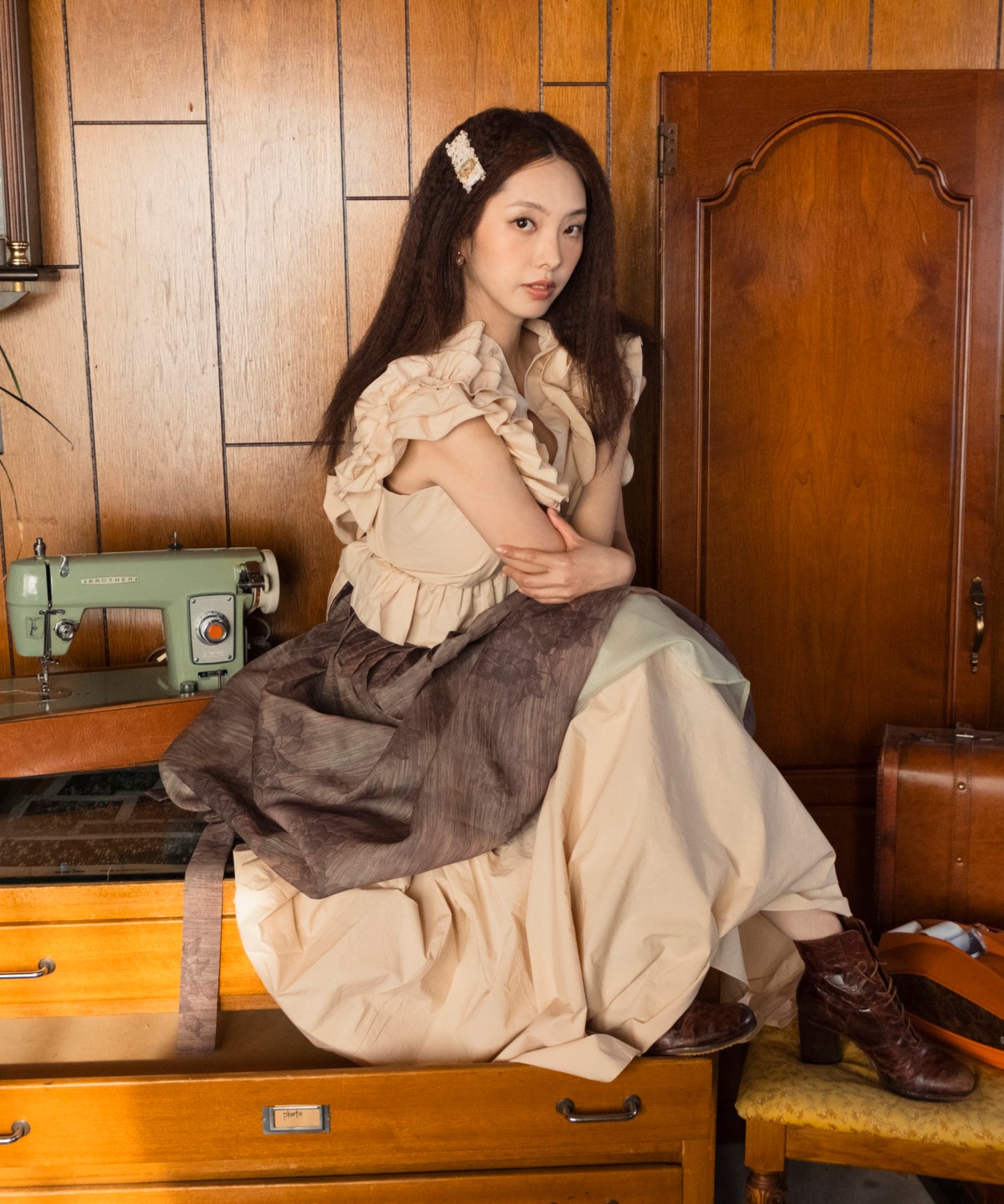 Sofien Hair Clip Pin ツイード リボン ヘアピン カメオ ヘアクリップ