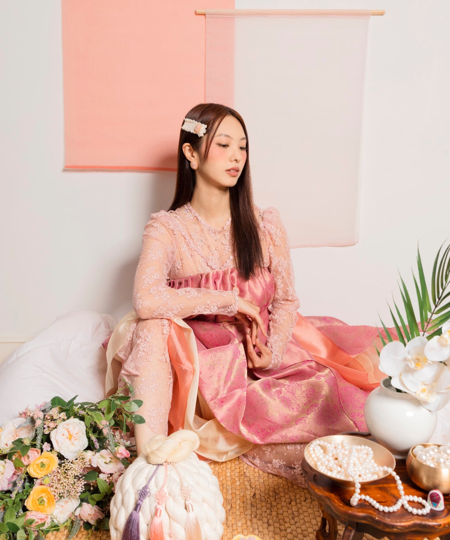 Sofien Hair Clip Pin ツイード リボン ヘアピン カメオ ヘアクリップ