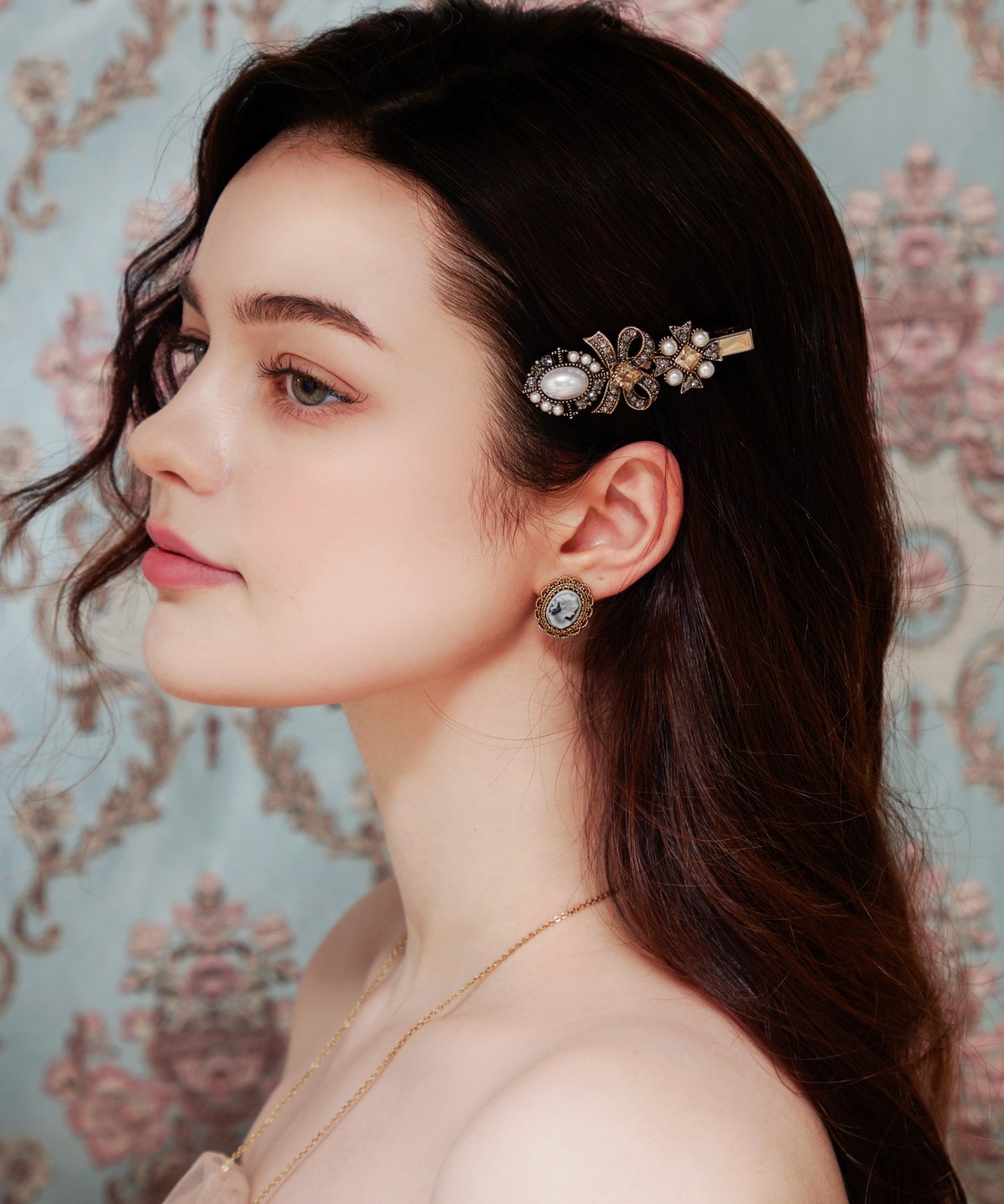 Carina Hair Clip Pin クリスタル パール アンティーク ヘアピン カリーナ