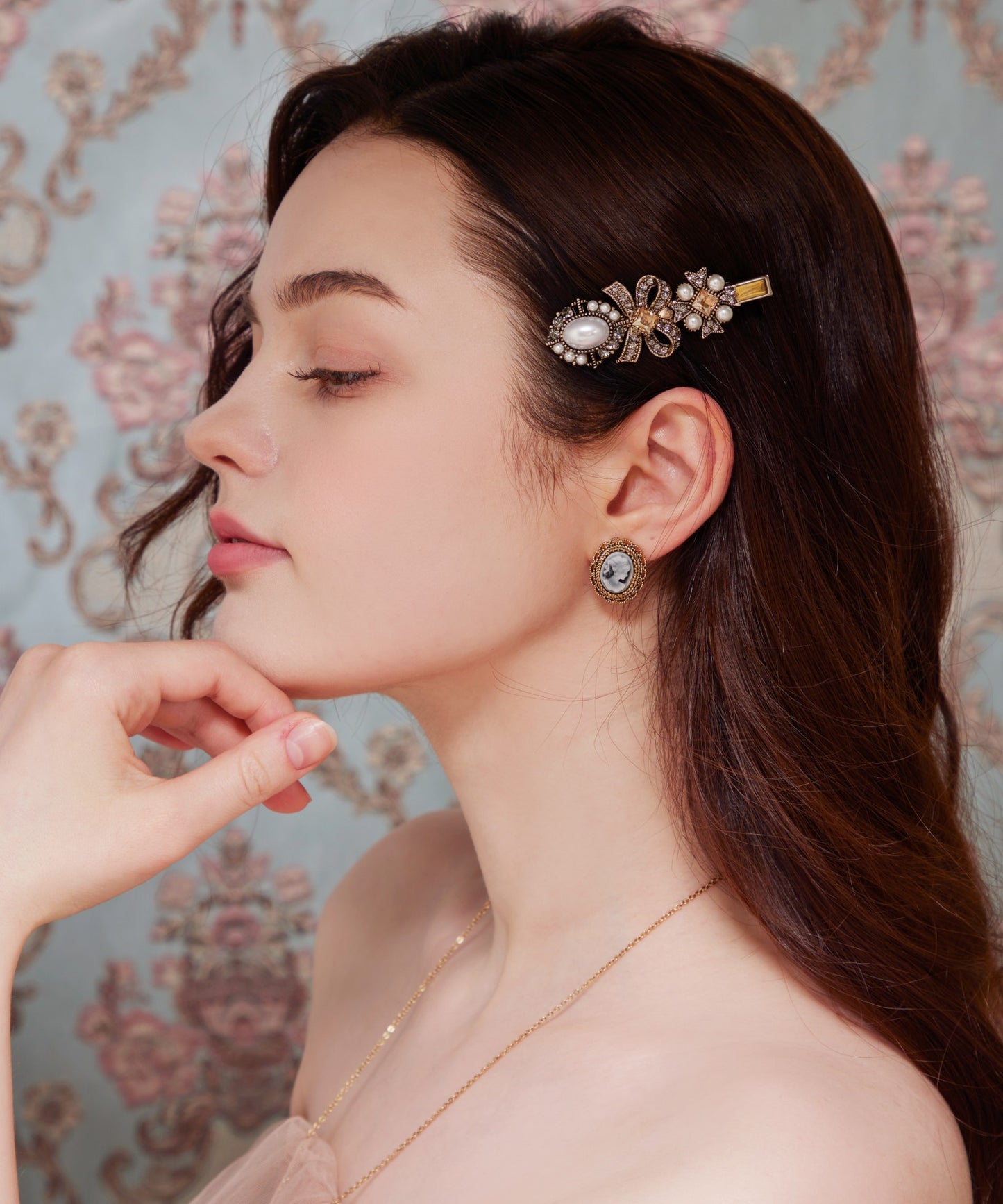 Carina Hair Clip Pin クリスタル パール アンティーク ヘアピン カリーナ