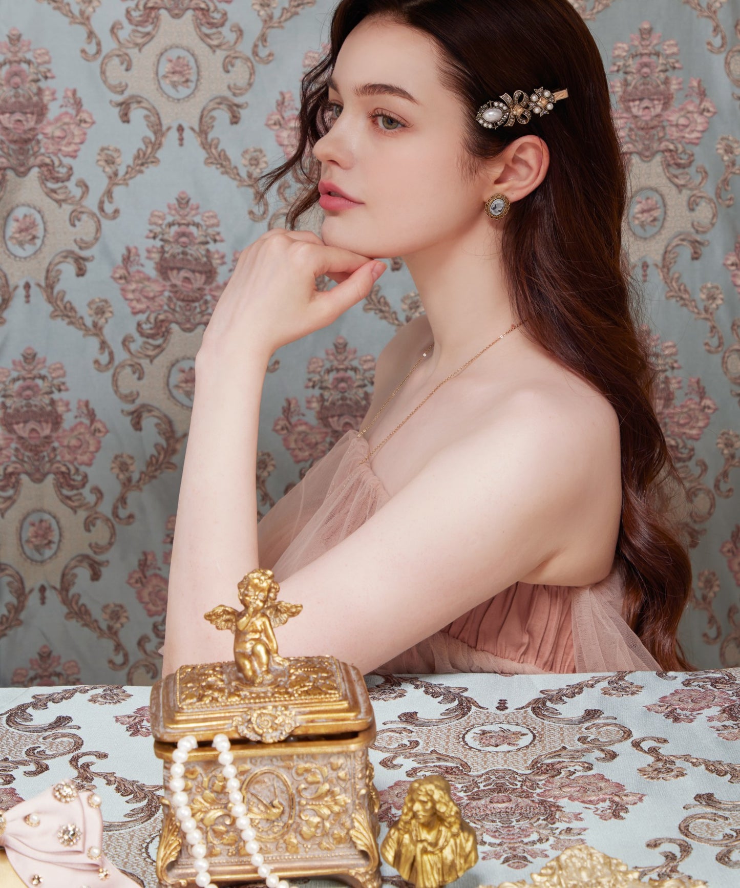 Carina Hair Clip Pin クリスタル パール アンティーク ヘアピン カリーナ