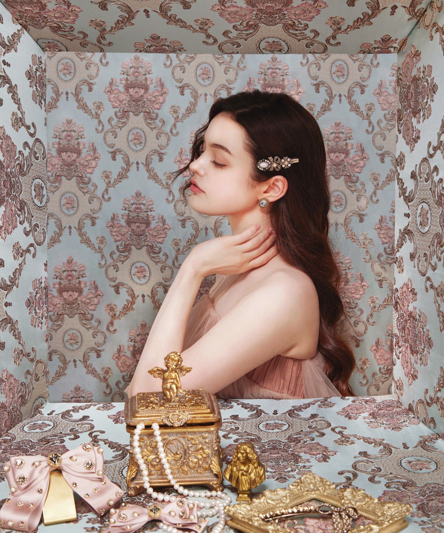 Carina Hair Clip Pin クリスタル パール アンティーク ヘアピン カリーナ