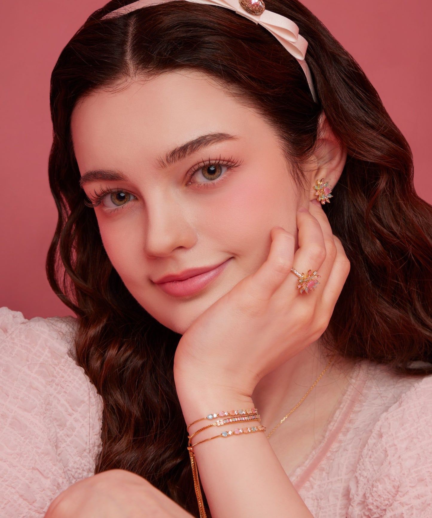 Princi Ear フラワーデザイン キュービックジルコニア ピアス