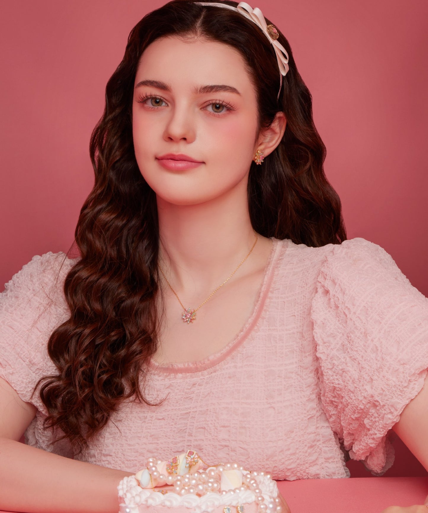 Princi NK フラワー キュービックジルコニア ネックレス アクセサリー