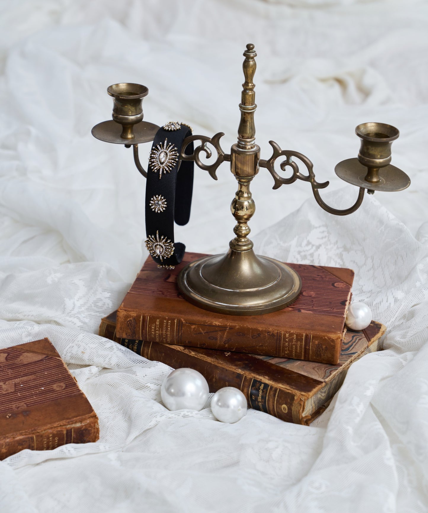 Julie Hair Band パール サテン アンティーク ジュリー ヘアバンド ヘアカチューシャ