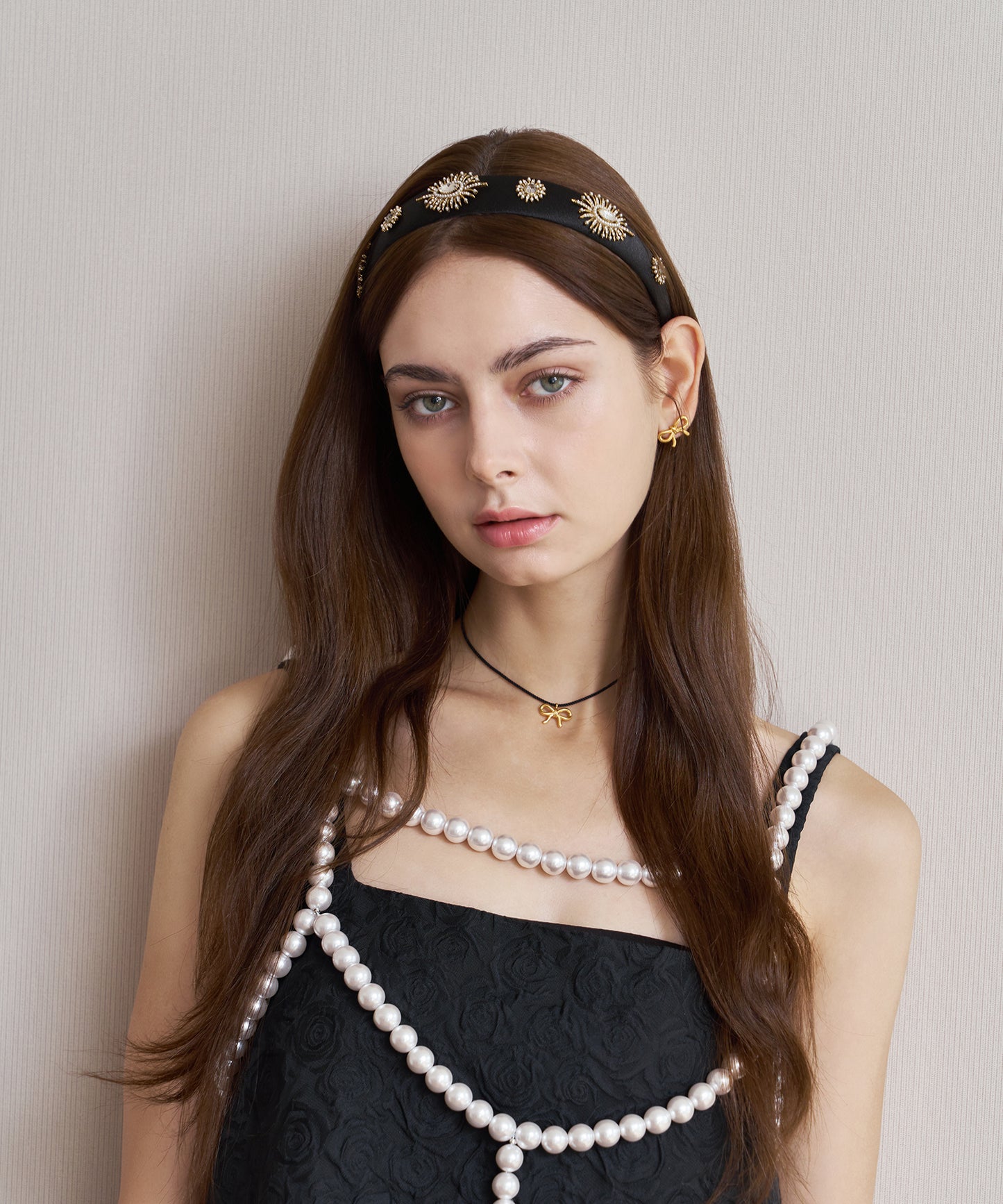 Julie Hair Band パール サテン アンティーク ジュリー ヘアバンド ヘアカチューシャ