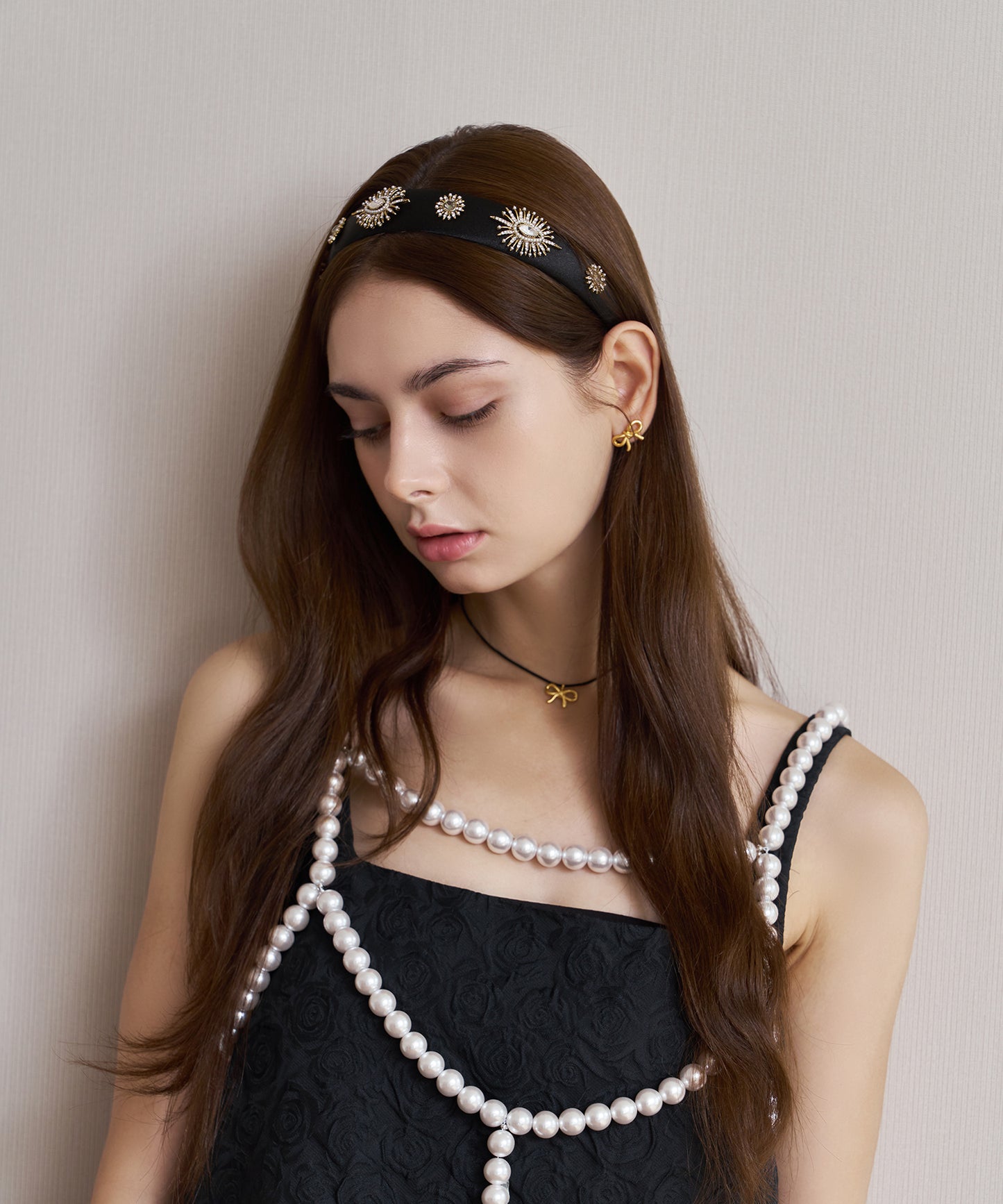 Julie Hair Band パール サテン アンティーク ジュリー ヘアバンド ヘアカチューシャ