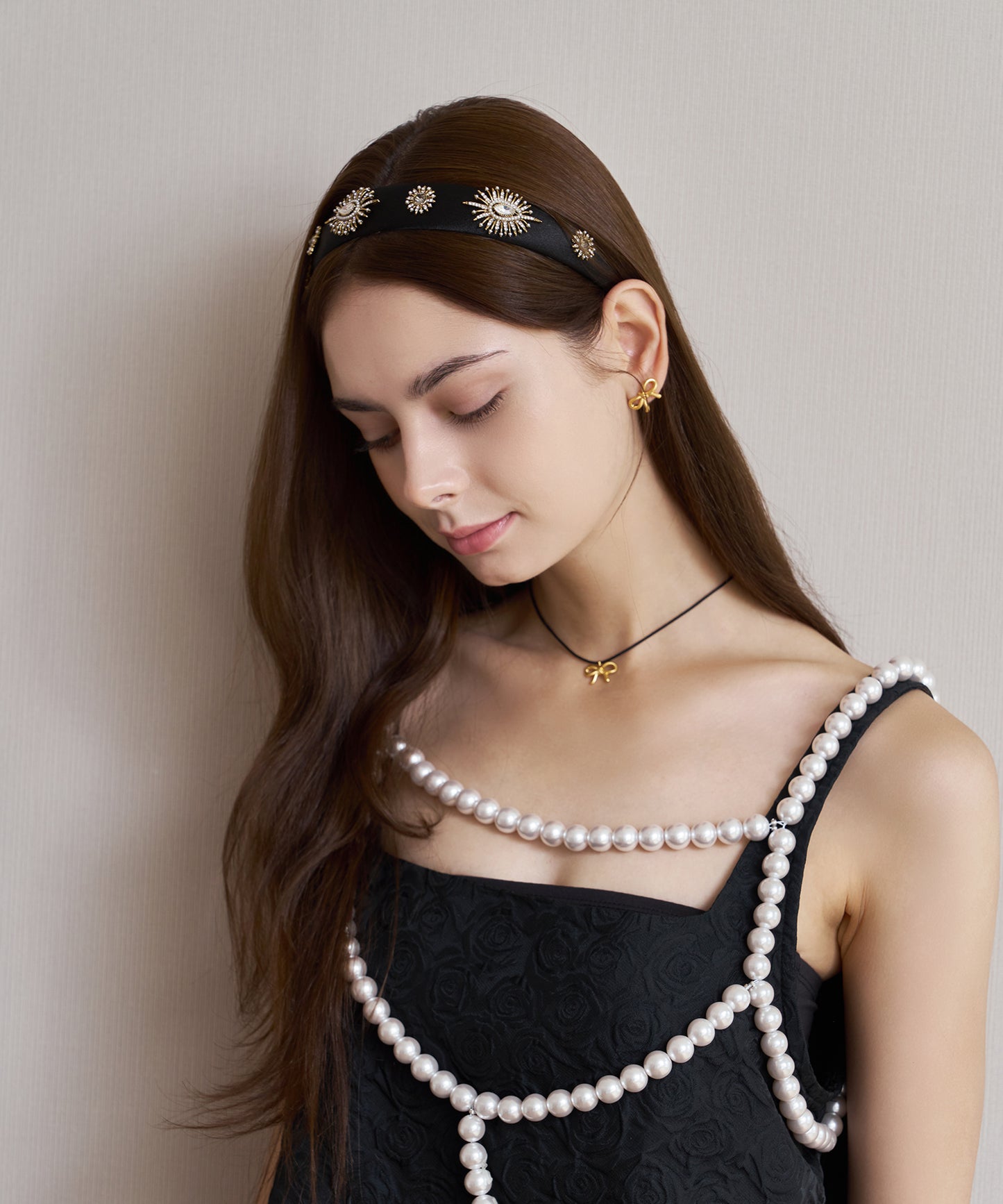 Julie Hair Band パール サテン アンティーク ジュリー ヘアバンド ヘアカチューシャ