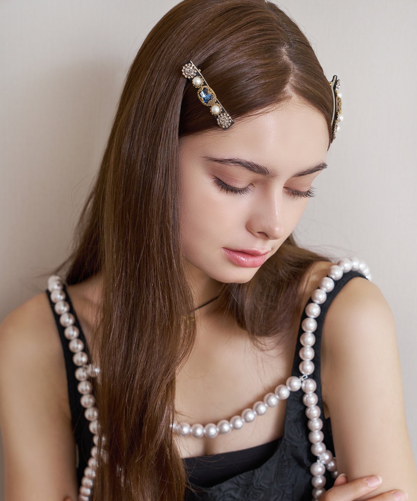 Lena Hair Clip Mini クリスタル パール アンティーク レナ ミニ ヘアクリップ