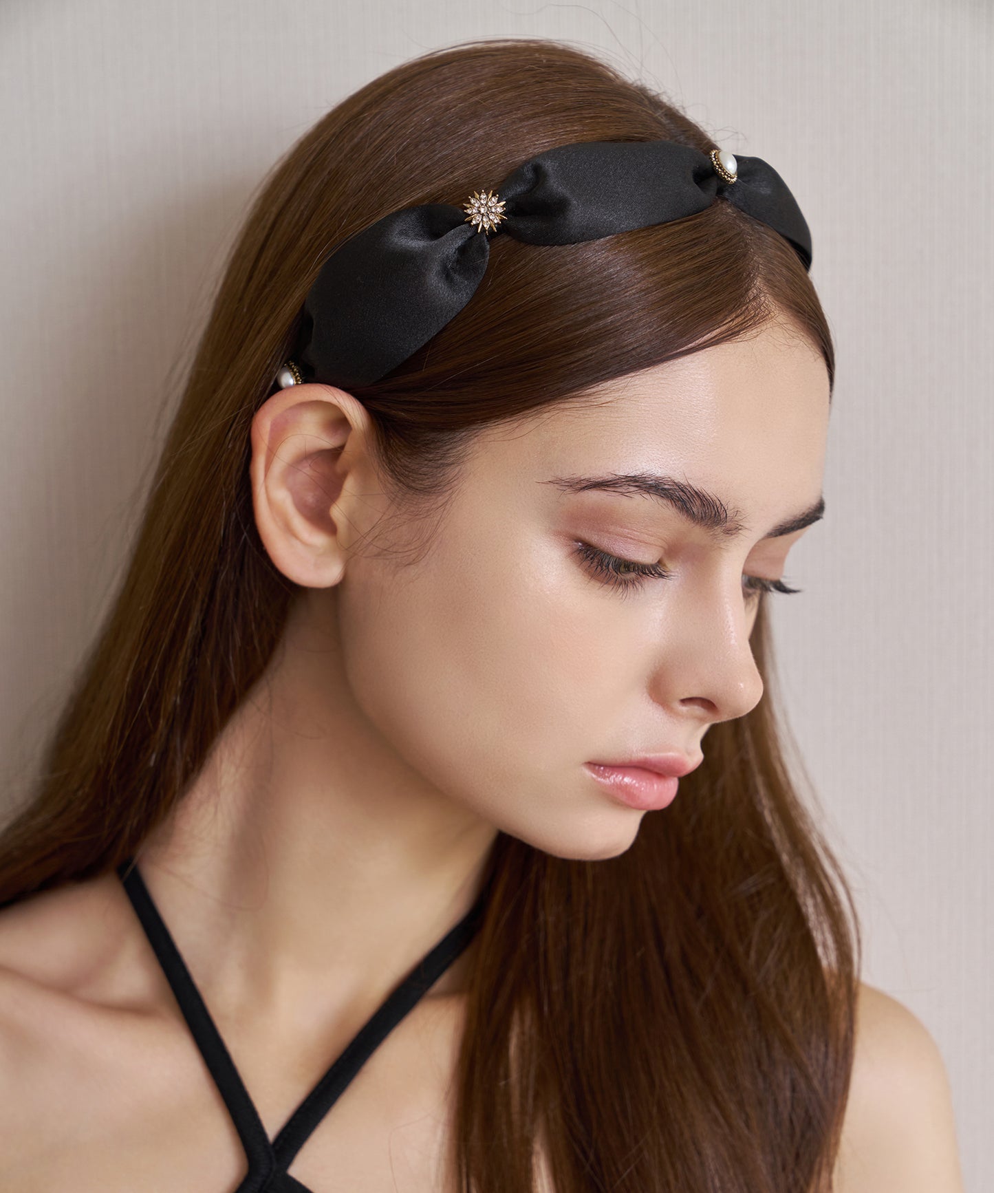 Collina Hair Band チェコクリスタル パール サテン コリーナ ヘアバンド