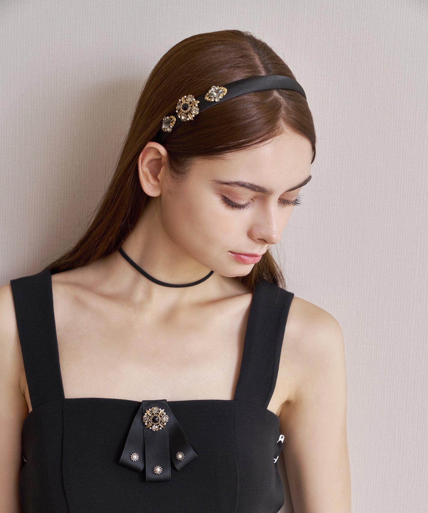 Zolia Hair Bandククリスタル パール アンティーク ゾリア ヘアバンド