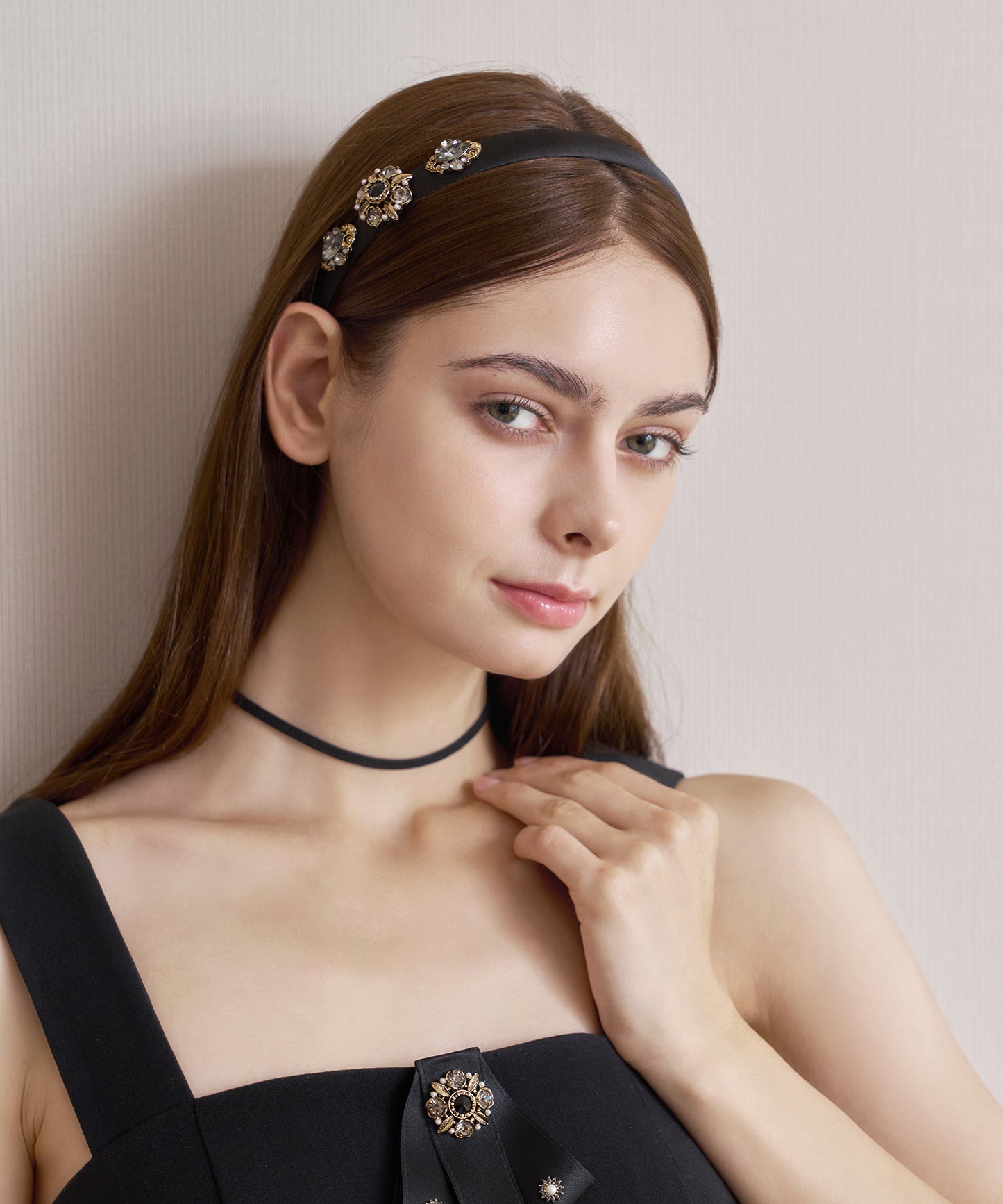 Zolia Hair Bandククリスタル パール アンティーク ゾリア ヘアバンド