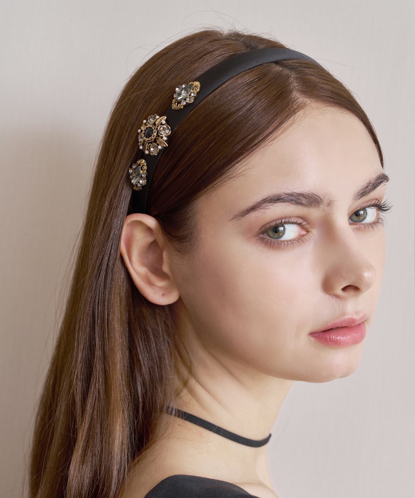 Zolia Hair Bandククリスタル パール アンティーク ゾリア ヘアバンド