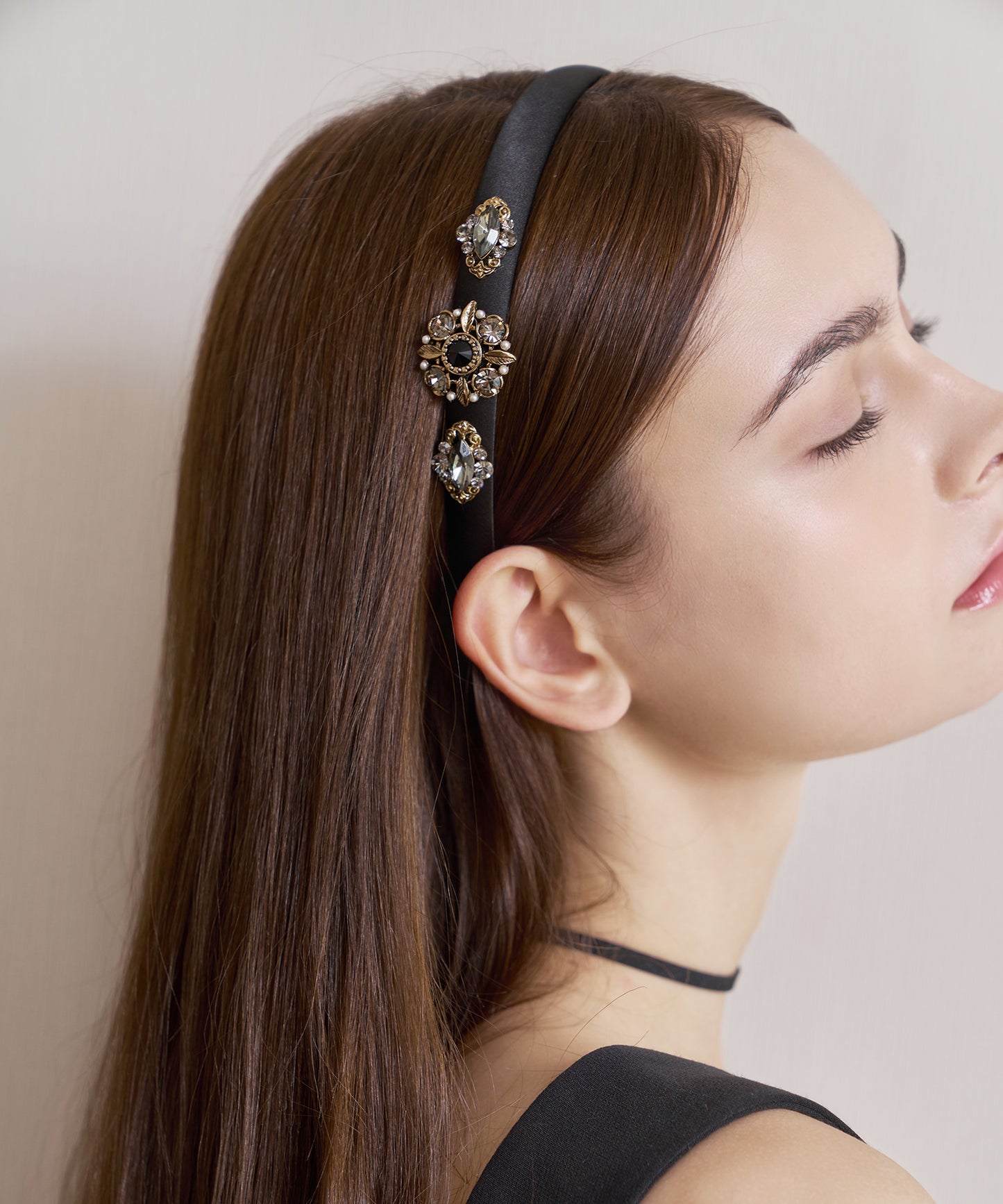 Zolia Hair Bandククリスタル パール アンティーク ゾリア ヘアバンド