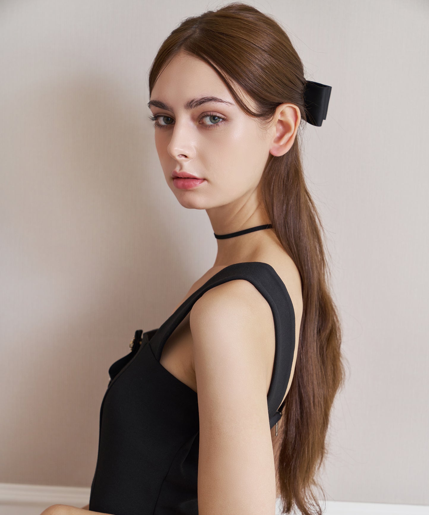 Nerori  Barrette クリスタル パール サテン ビック リボン バレッタ