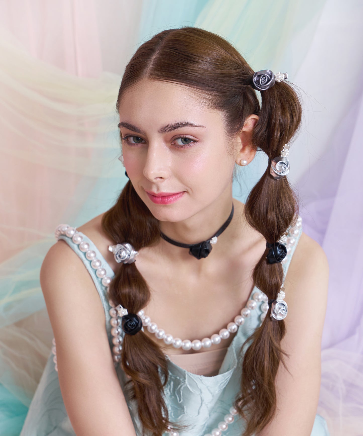 Torce Hair Clip Mini シンセティックレザー パール ミニ ヘアクリップ トルチェ メラビアンカ 韓国ヘアアクセサリー ブランド