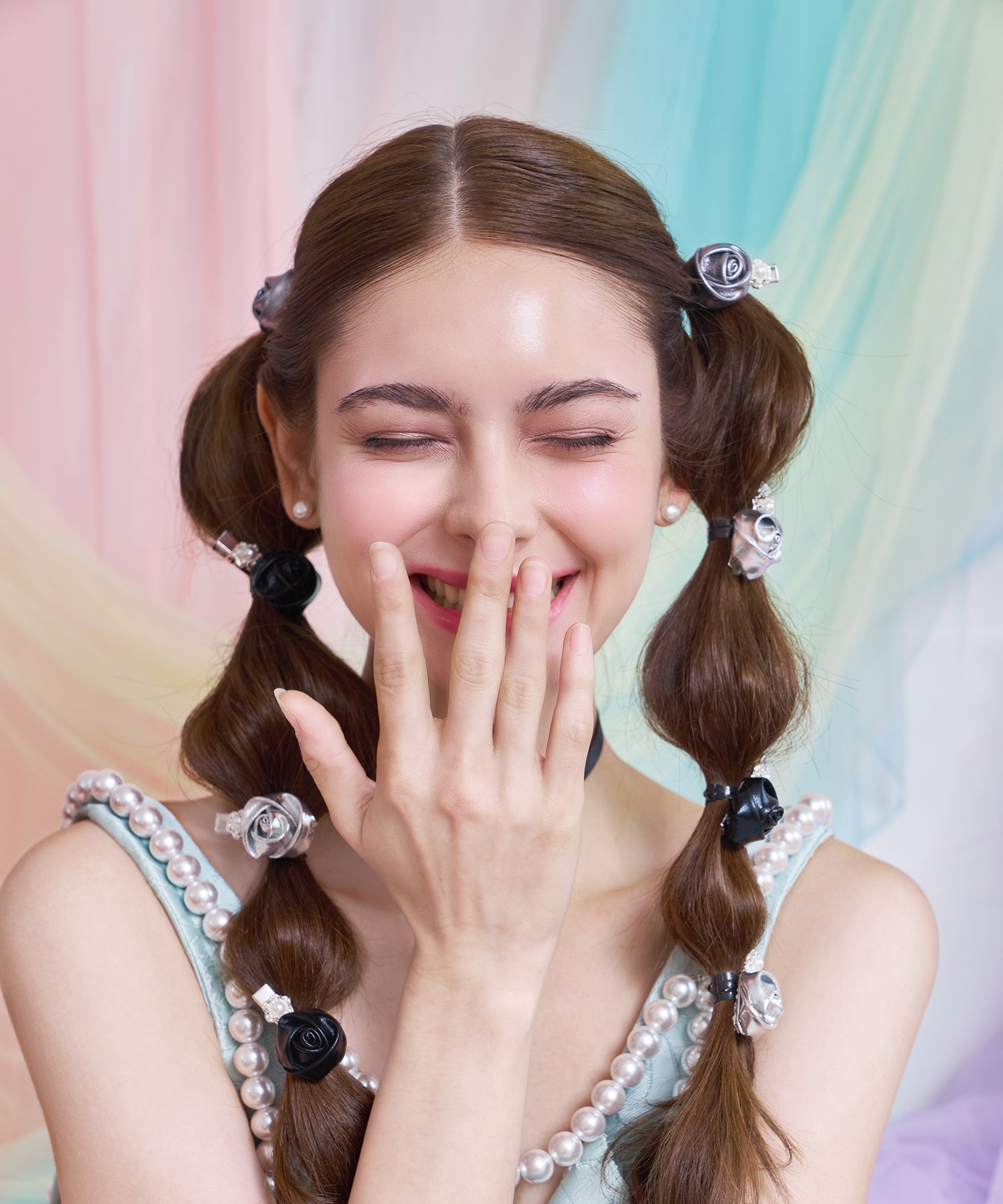 トルチェ レザー パール ミニ ヘアクリップ メラビアンカ