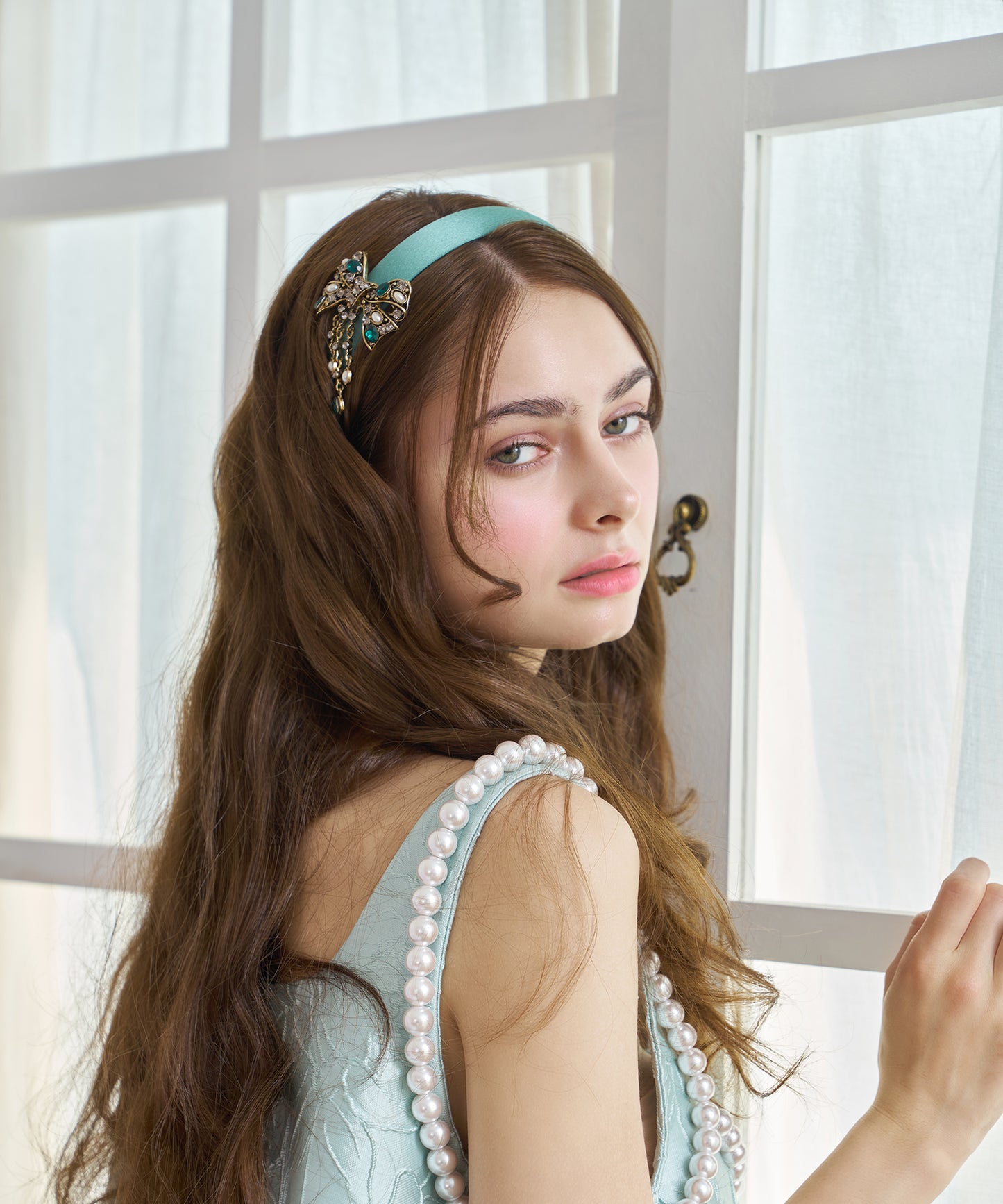 Licar Hair Band クリスタル パール サテン リカー ヘアバンド ヘアカチューシャ