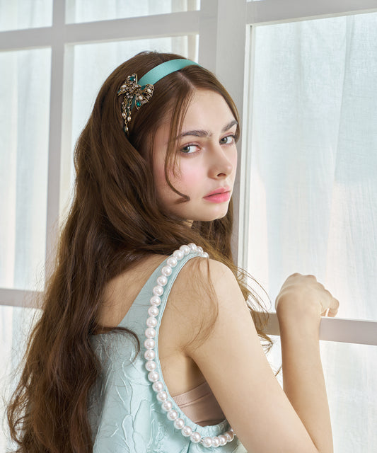 Licar Hair Band クリスタル パール サテン リカー ヘアバンド ヘアカチューシャ