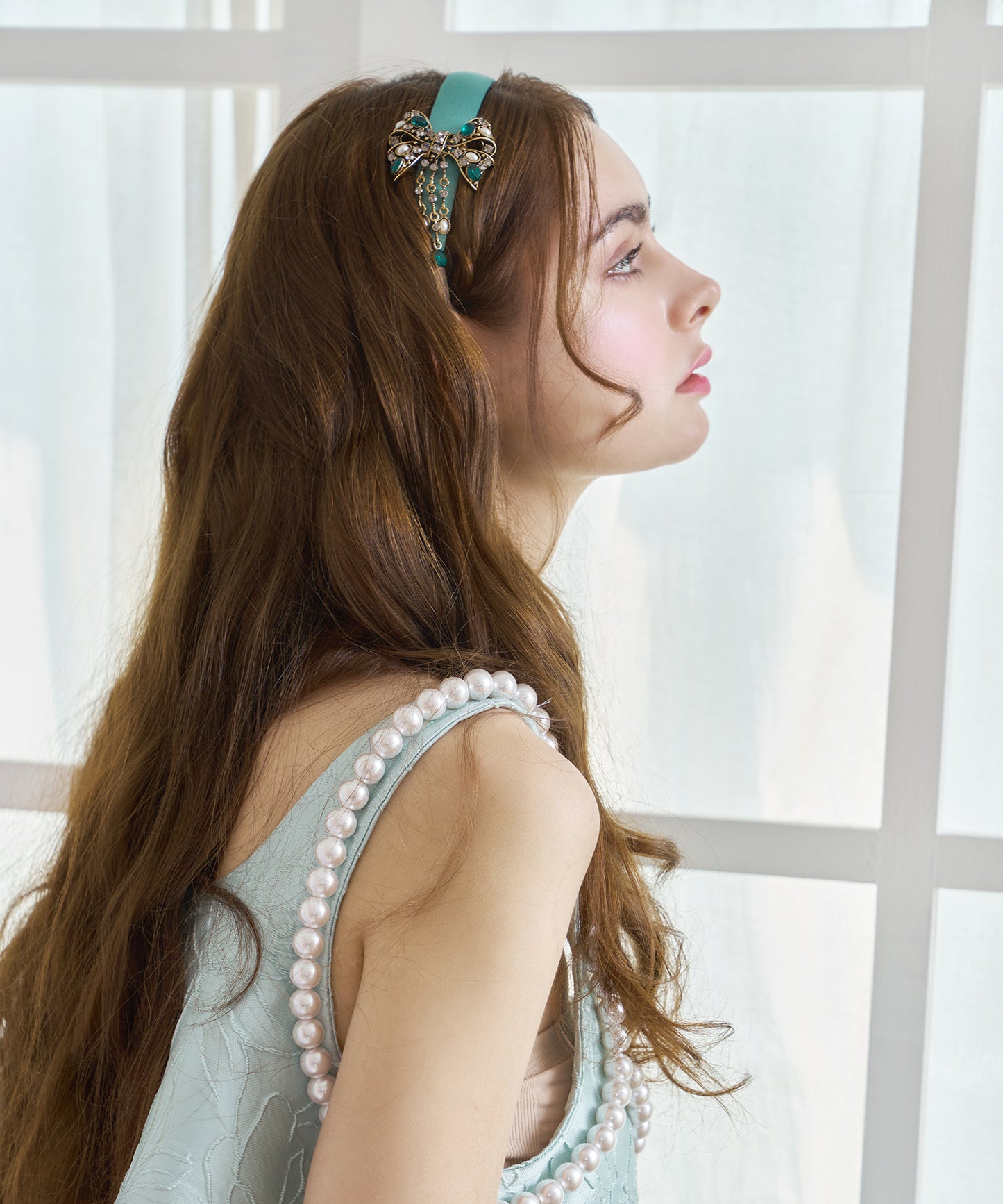 Licar Hair Band クリスタル パール サテン リカー ヘアバンド ヘアカチューシャ