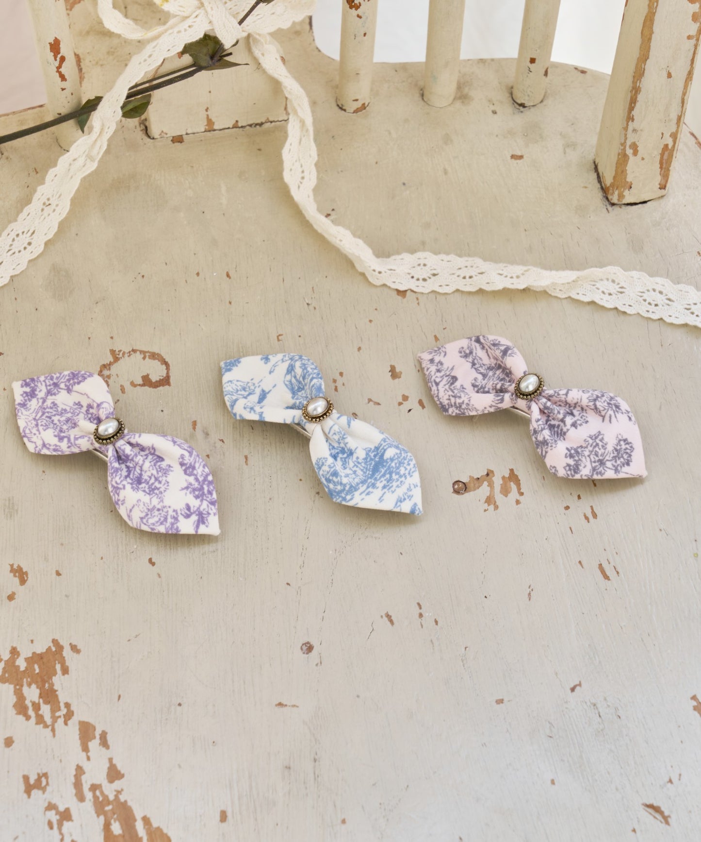 Leonti Bow tie Clip Pin パール ボウタイ ヘアクリップ ヘアピン