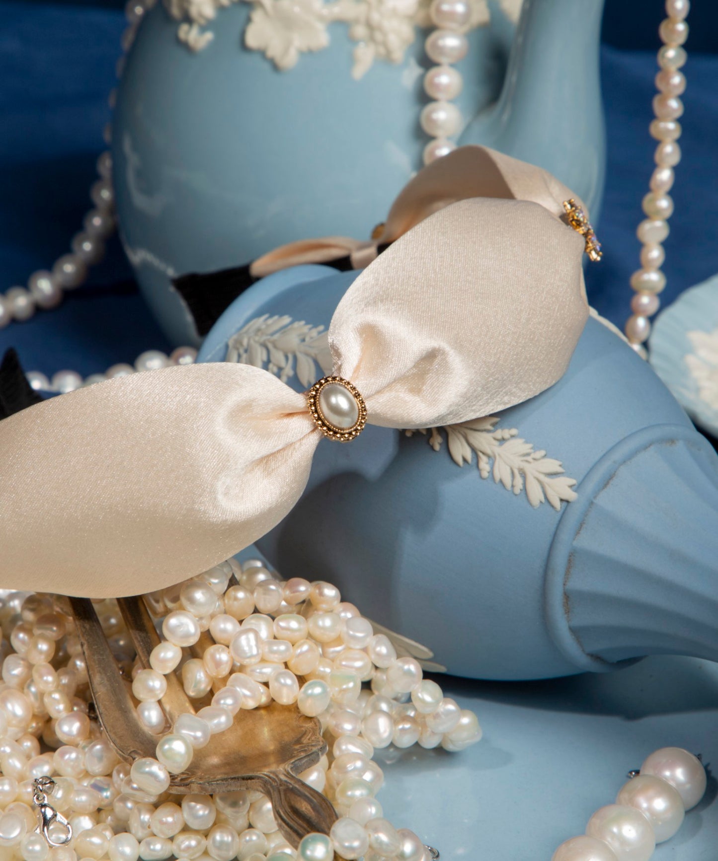 Collina Hair Band チェコクリスタル パール サテン コリーナ ヘアバンド