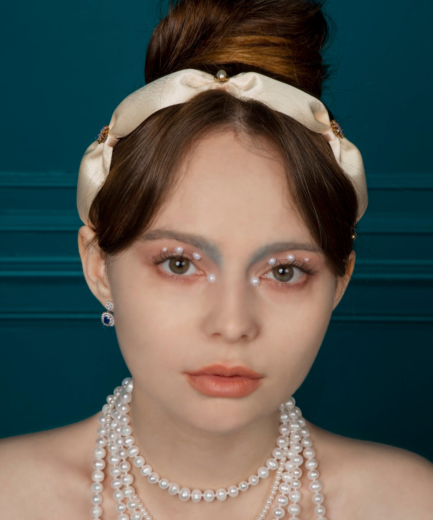 Collina Hair Band チェコクリスタル パール サテン コリーナ ヘアバンド