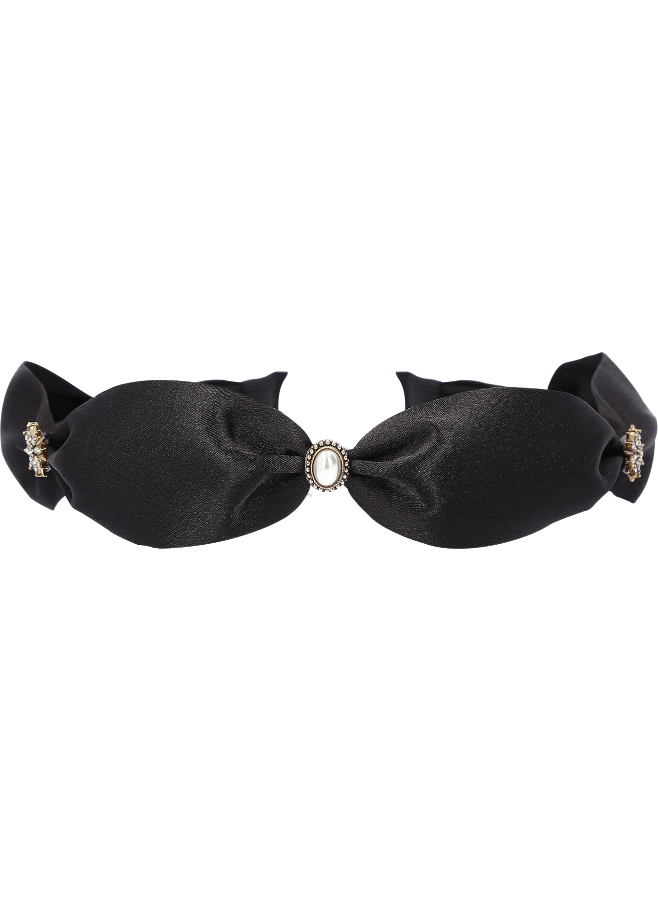 Collina Hair Band チェコクリスタル パール サテン コリーナ ヘアバンド