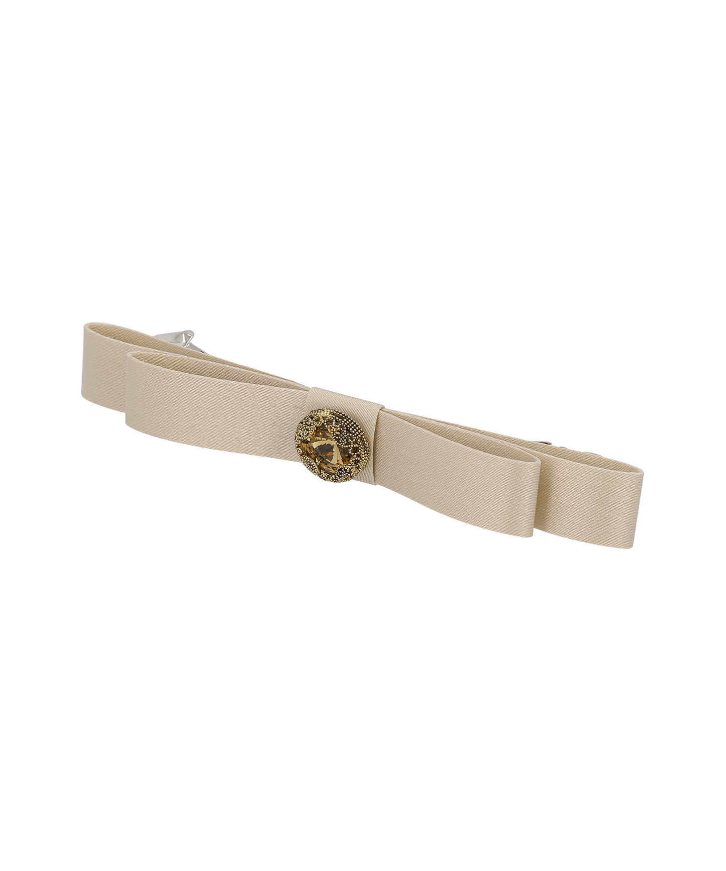 Elda Barrette L クリスタル サテンリボン バレッタ ヘアアクセサリー