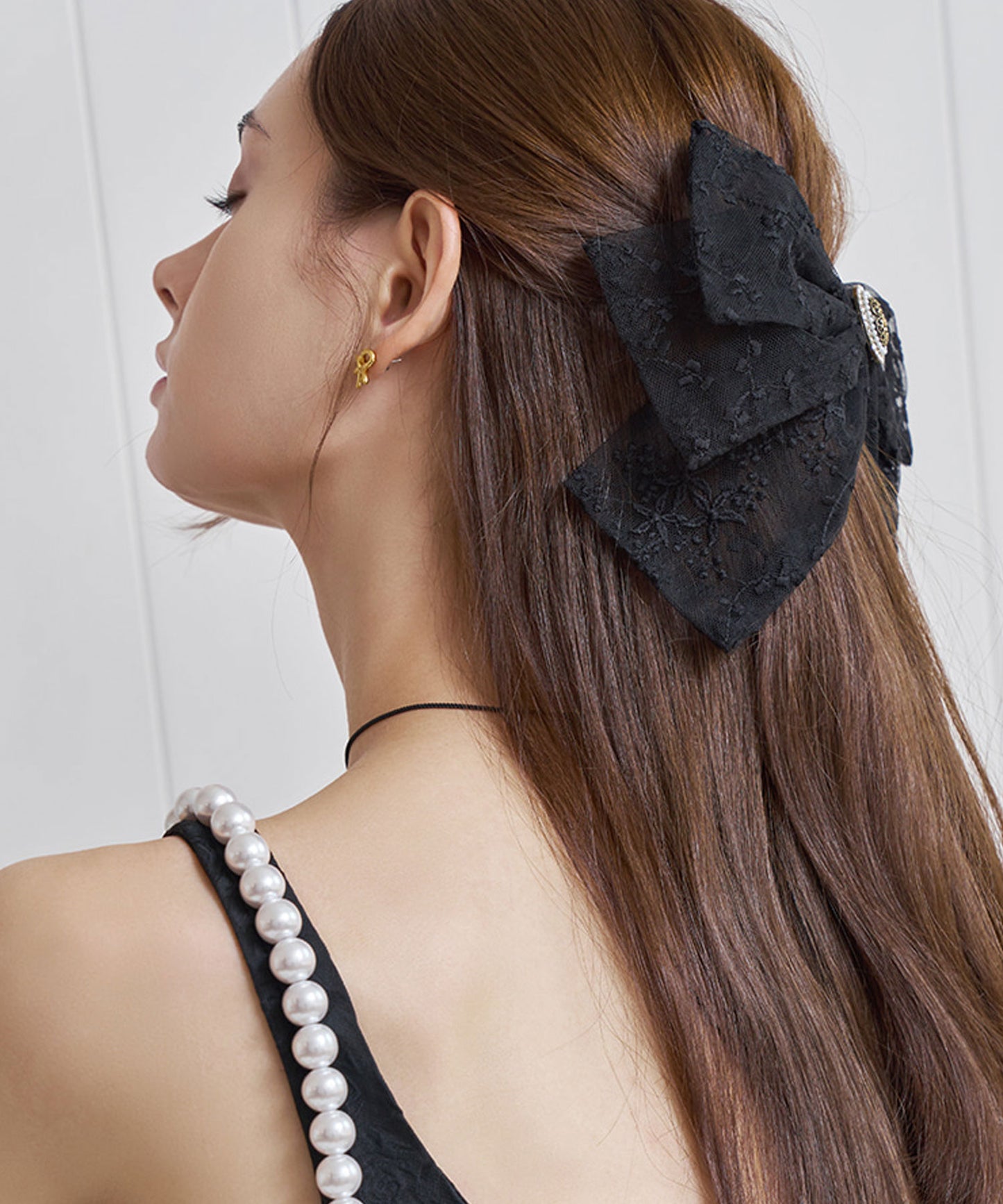 【NEW】Cane Barrette 透け感 レース ビッグリボン バレッタ メラビアンカ 韓国ヘアアクセサリー ブランド