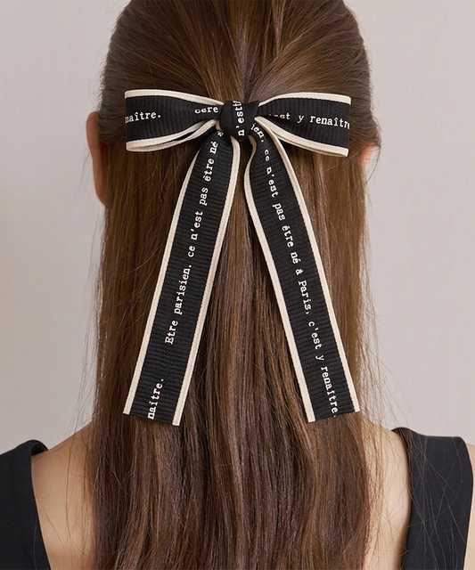 Malle Ribbon Barrette レタリング クラシカル リボン バレッタ