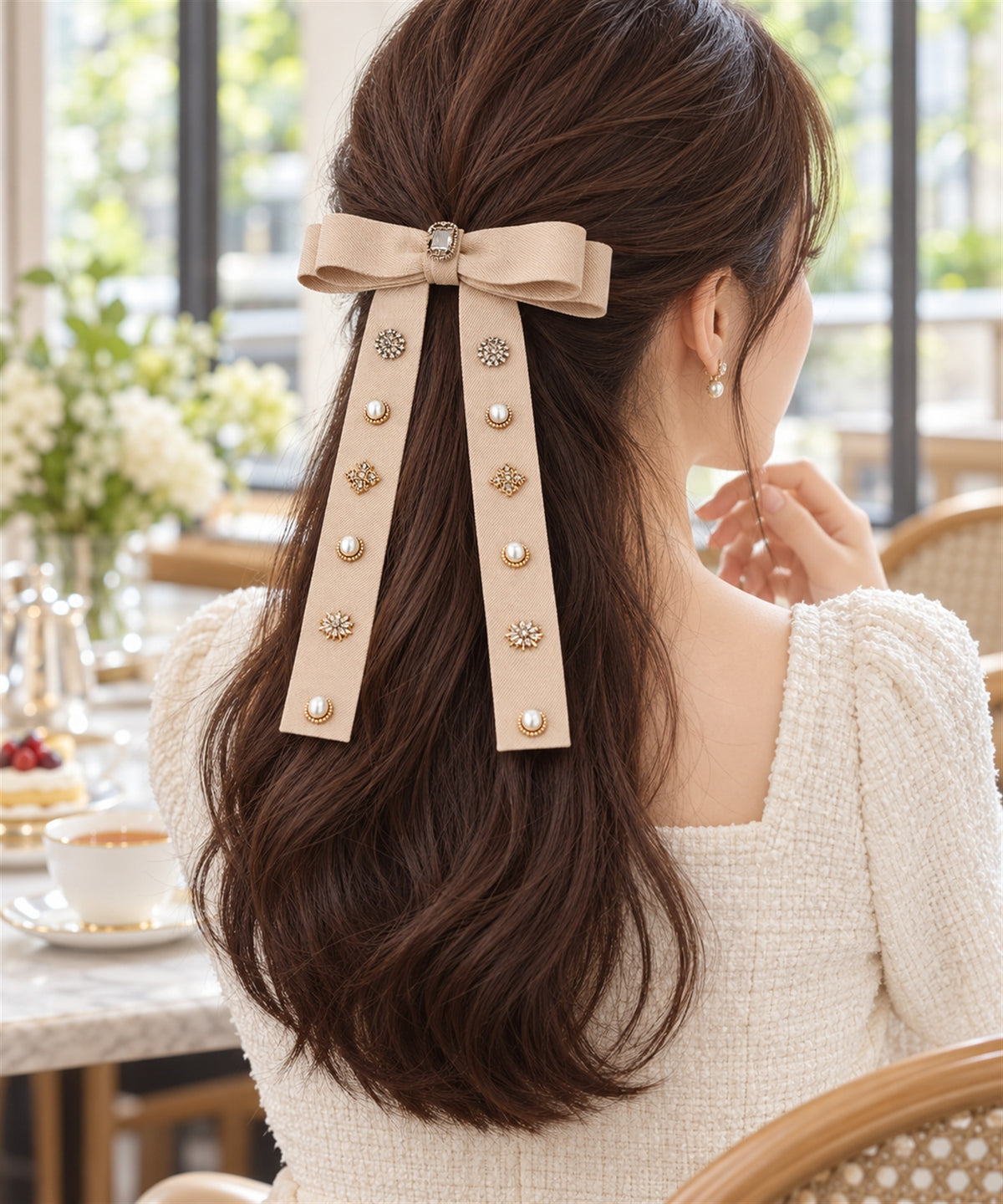 Melabianca Antico アンティコ バレッタ ベージュ 着用イメージ