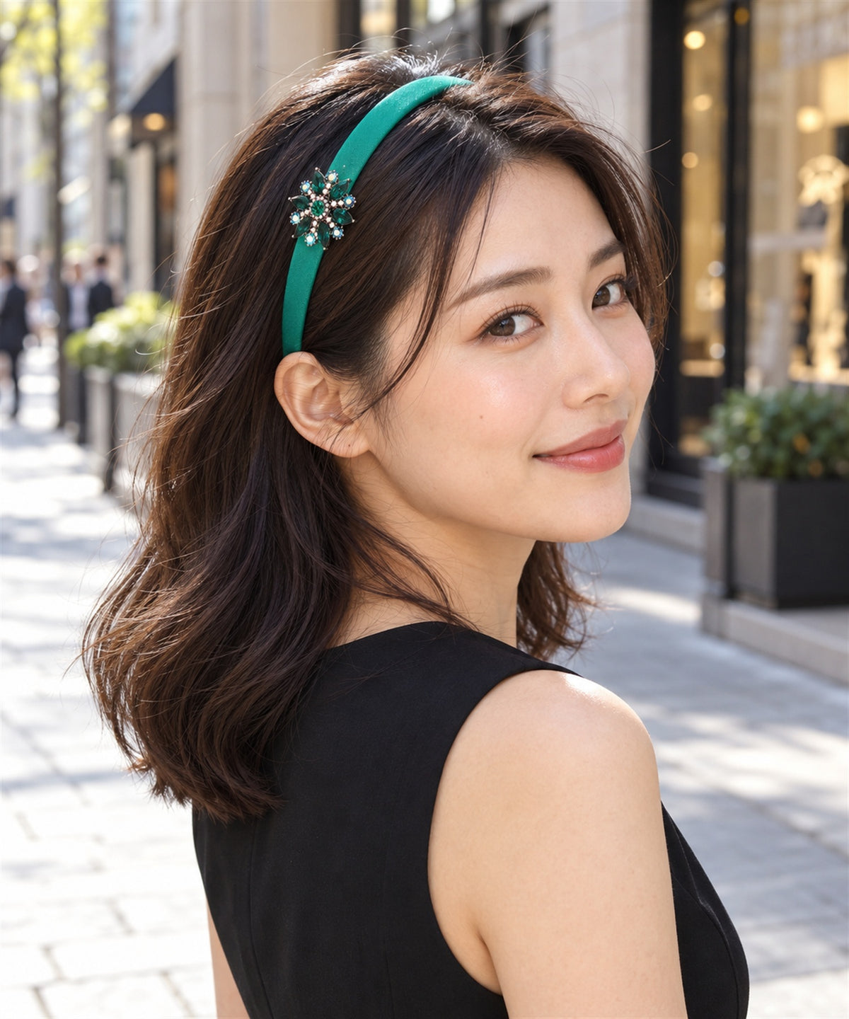 Melabianca Maria マリア ヘアバンド カチューシャ グリーン 着用イメージ