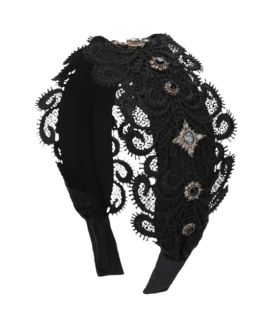 Eli Lace Hair Band カチューシャ メラビアンカ 韓国ヘアアクセサリー レース クリスタル 上品