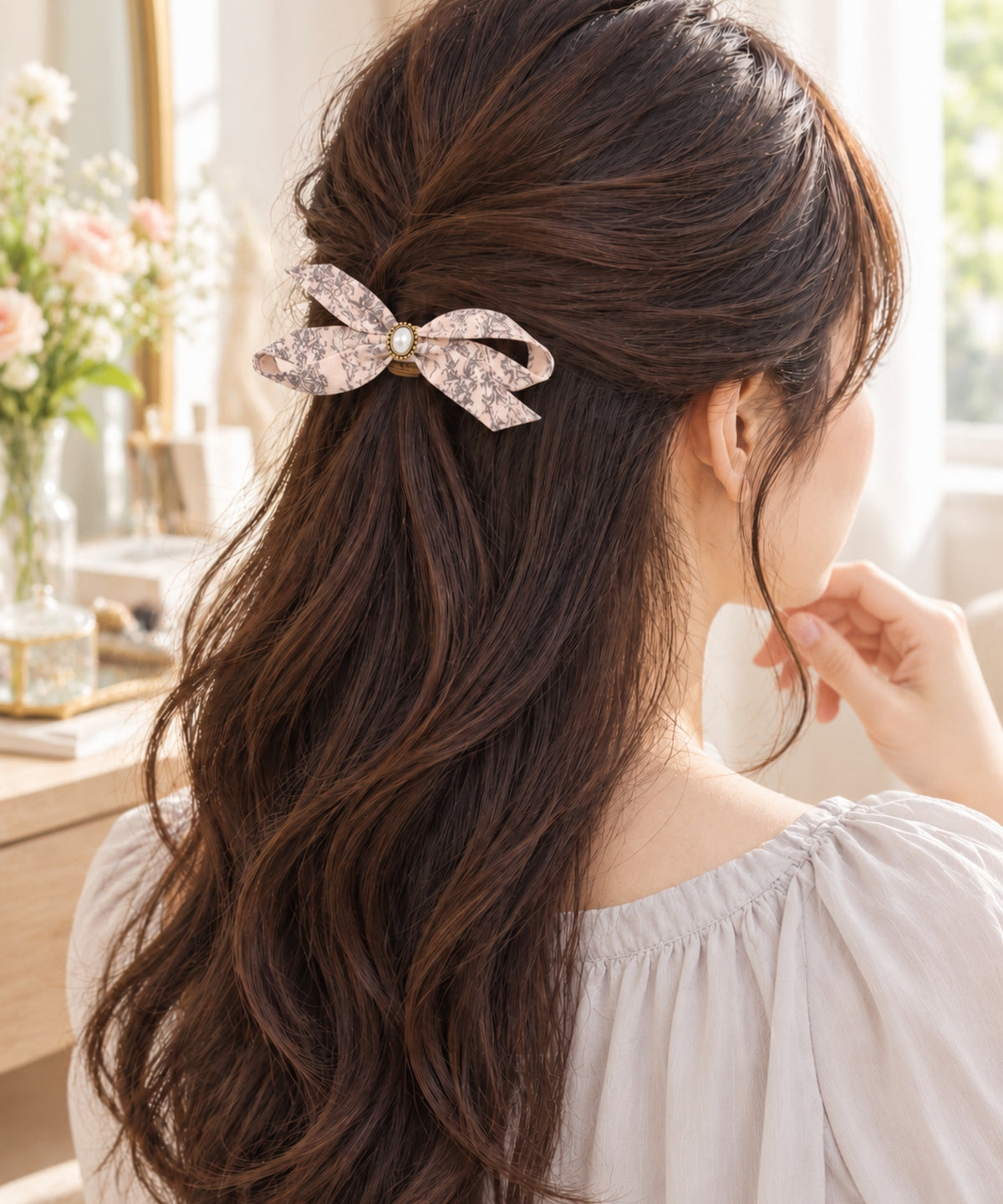 Melabianca Leonti レオンティ ヘアピン ピンク 着用イメージ