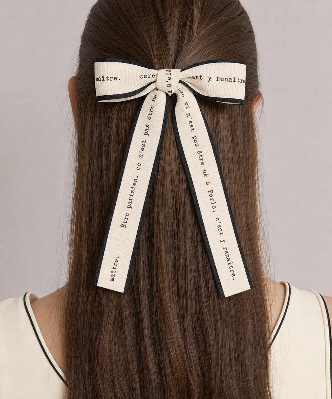 Malle Ribbon Barrette レタリング クラシカル リボン バレッタ メラビアンカ 韓国ヘアアクセサリー ブランド